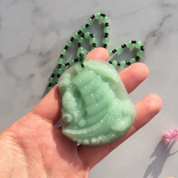 Genuine Malaysian Jade Sailing Boat Necklace. - Picture 5 of 8